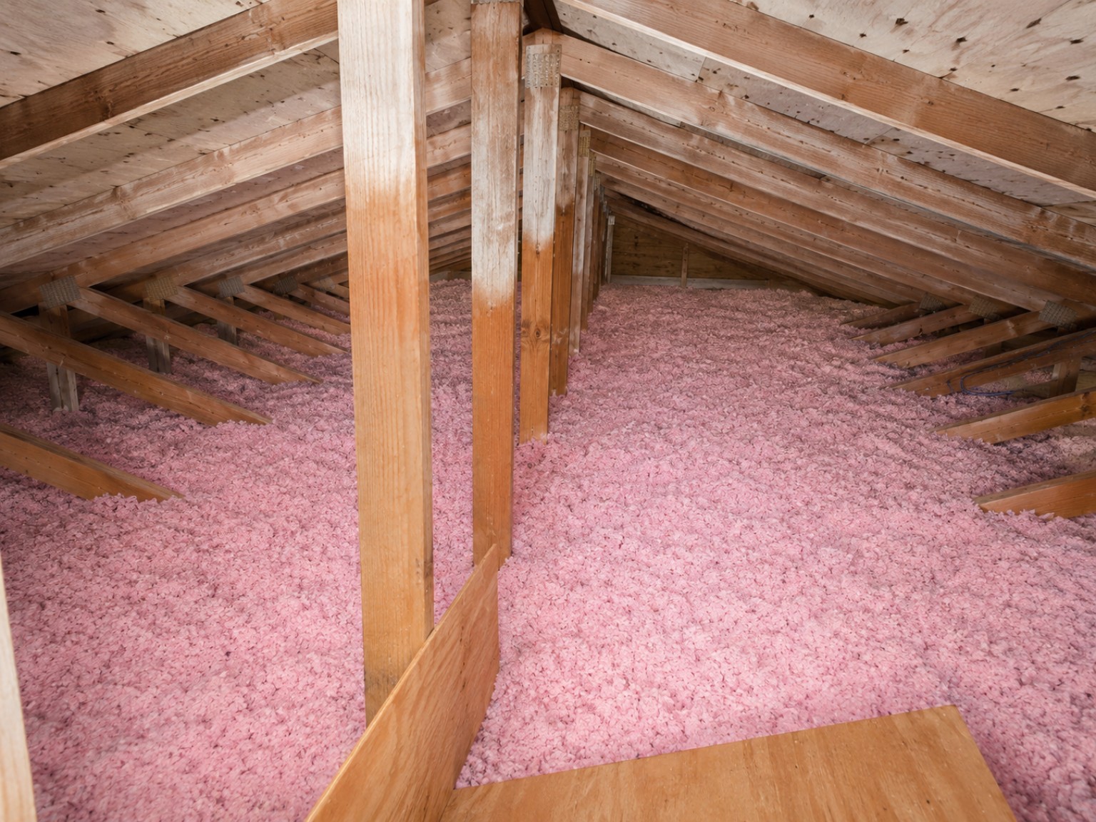 Charlotte attic after Carolux blown-in insulation installed to the R-49 target